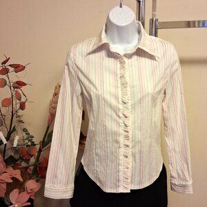 Preowned Women’s Striped Button Down Shirts Blouse Top Long Sleeve Tops 4